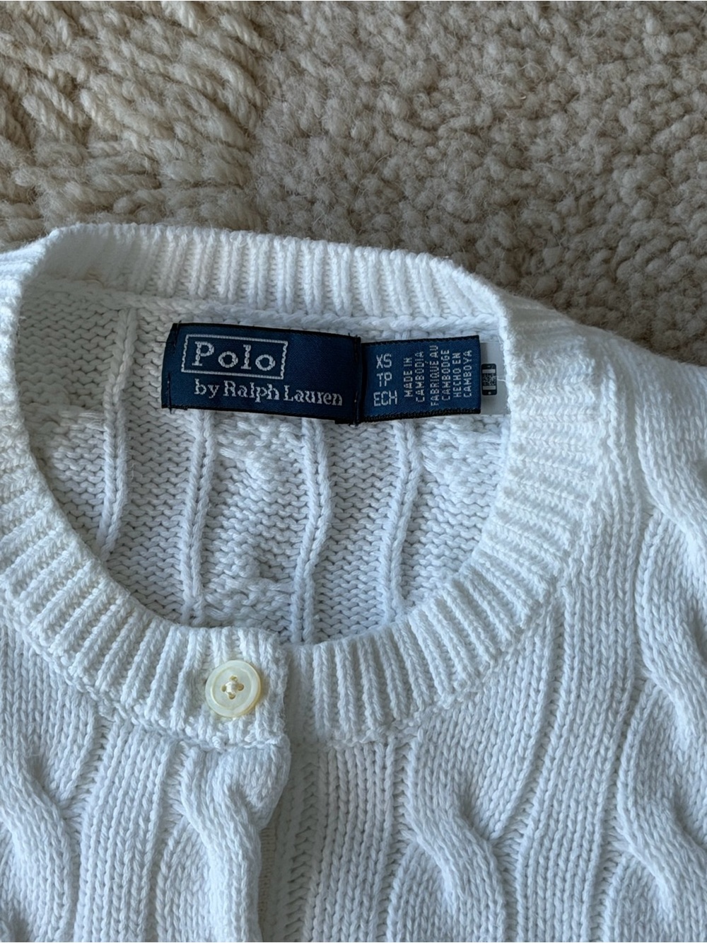 Ralph Lauren White Short Sleeve Cable-Knit Cardigan - Picture 7 of 8